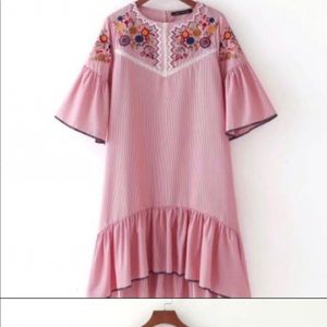 Zara pink embroidered dress